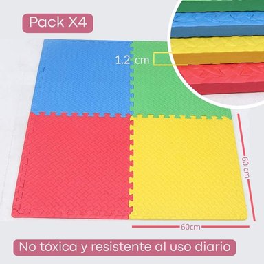 PISO DE GOMA PARA BEBÉ 60 X 60CM PACK POR 4 UNID - 2