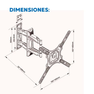 RACK SOPORTE DE TV FULL MOTION TV 32' - 55' 35KG - 3