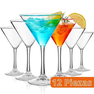 SET 12 COPAS MARTINI Y CÓCTEL 250ML NADIR VIDRIO RESISTENTE