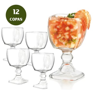 SET 12 COPAS SUPREMA CHABELA 610ML CRISA VIDRIO RESISTENTE