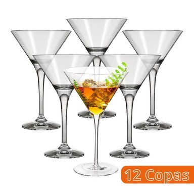SET DE 12 COPAS MARTINI VIDRIO 100ML RESISTENTES Y VERSÁTILES