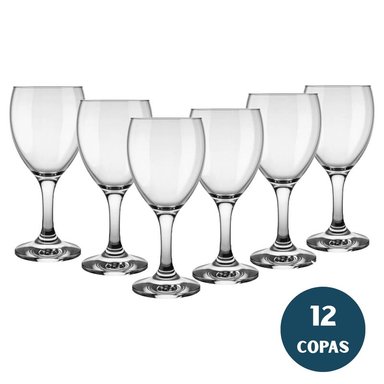 COPA VINO TINTO WINDSOR 250ML VIDRIO SET DE 12 PIEZAS
