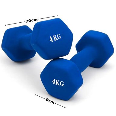 PESA MANCUERNAS DE VINILO DE 4 KG PESAS AZULES PLASTIFICADAS PAR - 3