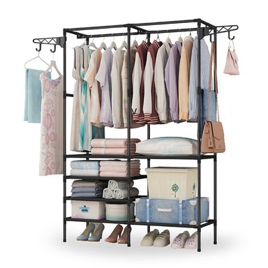 ROPERO ARMARIO CLOSET PERCHERO ORGANIZADOR ROPA 2 CUERPOS NEGRO