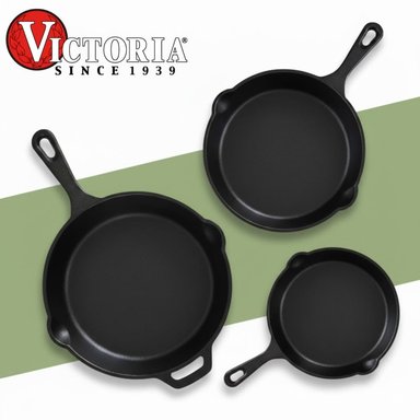 SET DE SARTENES VICTORIA 3 PIEZAS HIERRO FUNDIDO