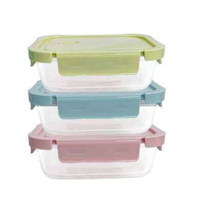 TAPER DE VIDRIO 700ML HERMÉTICO Y PRÁCTICO 3 UNIDADES