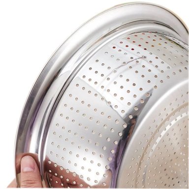 CESTO COLADOR DE COCINA DE ACERO INOXIDABLE DE 26CM DE 2 PZS - 3