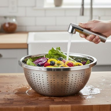CESTO COLADOR DE COCINA DE ACERO INOXIDABLE DE 26CM DE 2 PZS - 5