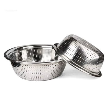 CESTO COLADOR DE COCINA DE ACERO INOXIDABLE DE 28CM DE 2 PZS - 1