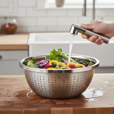 CESTO COLADOR DE COCINA DE ACERO INOXIDABLE DE 28CM DE 2 PZS - 5