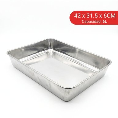 BANDEJA RECTANGULAR DE ACERO INOXIDABLE 6 LITROS