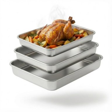 BANDEJA PARA HORNEAR D ACERO INOXIDABLE SET X3 24, 37 Y 42CM