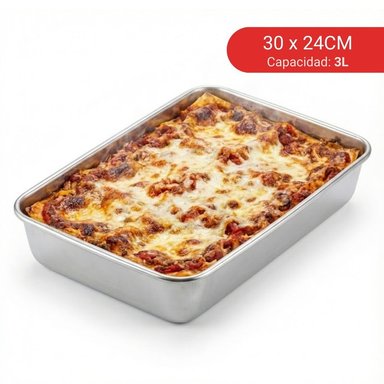 BANDEJA RECTANGULAR DE ACERO INOXIDABLE 3 LITROS