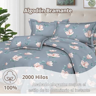 JUEGO DE SÁBANAS 100% SUAVE ALGODÓN 2PLAZAS 4 PIEZAS 2000 HILOS SKYBLUE