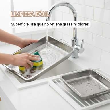 BANDEJA DE ACERO INOXIDABLE PARA HORNO Y COCINA 39CM - 2
