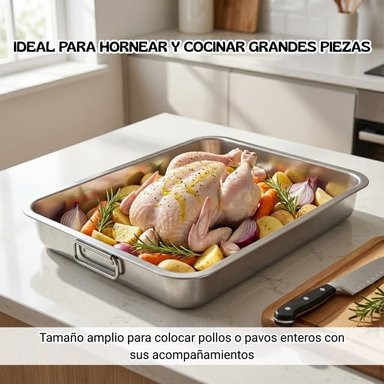 BANDEJA DE ACERO INOXIDABLE PARA HORNO Y COCINA 39CM - 5