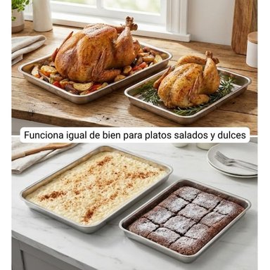 BANDEJA DE ACERO INOXIDABLE PARA HORNO Y COCINA 39CM - 6