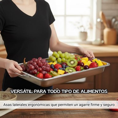 BANDEJA DE ACERO INOXIDABLE PARA HORNO Y COCINA 44CM - 6