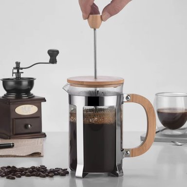 CAFETERA PRENSA FRANCESA 800ML CON TAPA DE BAMBÚ ELEGANTE - 4