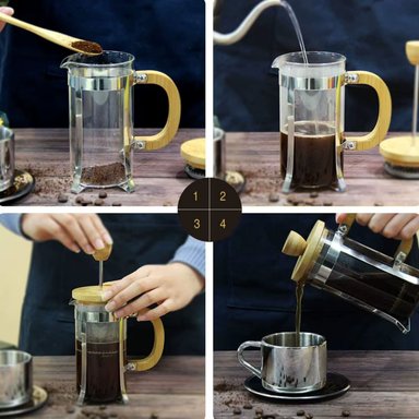 CAFETERA PRENSA FRANCESA 800ML CON TAPA DE BAMBÚ ELEGANTE - 6