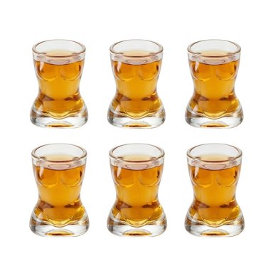 VASOS SHOT CUERPO DE MUJER EN VIDRIO 45ML X6 UND