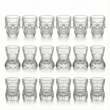 VASOS SHOT DE VIDRIO CON DISEÑOS ORIGINALES SET X18