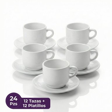 TAZAS PARA CAFÉ ESPRESSO 90ML CON PLATO SET DE 12