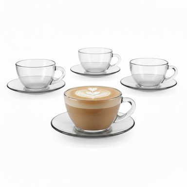 TAZAS PARA BEBIDAS CALIENTES CON PLATO SET X4