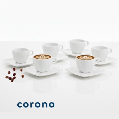 SET X24 PIEZAS TAZA Y PLATO CORONA D PORCELANA PREMIUM 101ML