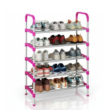 ZAPATERA DE 5 NIVELES ESTANTE ORGANIZADOR ARMABLE MULTIFUNCIONAL ROSADO