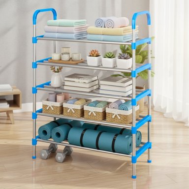 ZAPATERA DE 5 NIVELES ESTANTE ORGANIZADOR ARMABLE MULTIFUNCIONAL AZUL - 2