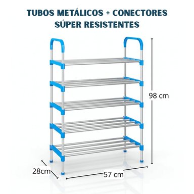 ZAPATERA DE 5 NIVELES ESTANTE ORGANIZADOR ARMABLE MULTIFUNCIONAL AZUL - 3