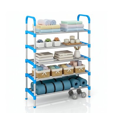 ZAPATERA DE 5 NIVELES ESTANTE ORGANIZADOR ARMABLE MULTIFUNCIONAL AZUL - 5