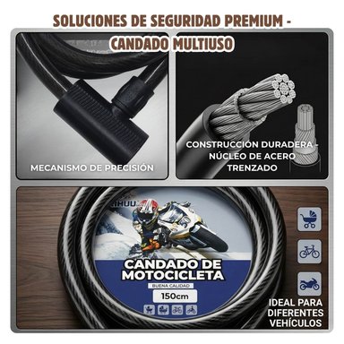 CADENA CANDADO 1.5M PARA BICICLETA, MOTO Y MUCHO MÁS - 4