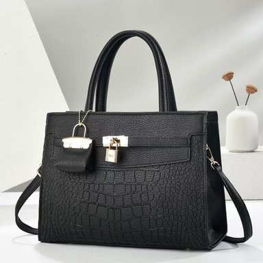 CARTERA  TOTE CON CANDADO PARA DAMA – MODELO VICTORIA LUXURY / NEGRO