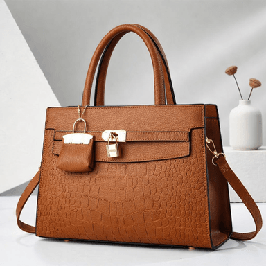 CARTERA  TOTE CON CANDADO PARA DAMA – MODELO VICTORIA LUXURY / CAMEL
