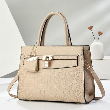 CARTERA  TOTE CON CANDADO PARA DAMA – MODELO VICTORIA LUXURY / BEIGE