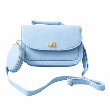 CARTERA CRUZADA CON MONEDERO MODELO LUNA / CELESTE CLARO