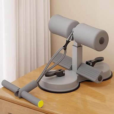 SOPORTE ABDOMINAL CON VENTOSAS Y LIGAS DE RESISTENCIA FITNESS  COLOR GRIS - 1