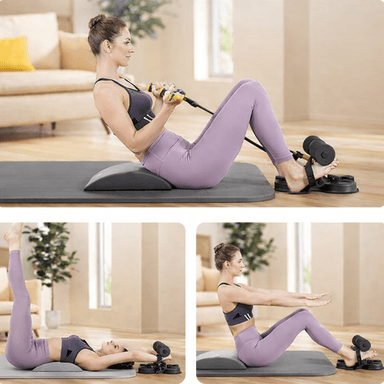 SOPORTE ABDOMINAL CON VENTOSAS Y LIGAS DE RESISTENCIA FITNESS  COLOR NEGRO - 2