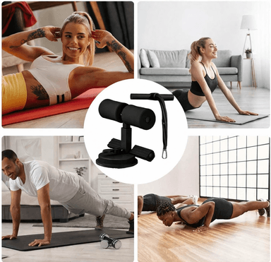 SOPORTE ABDOMINAL CON VENTOSAS Y LIGAS DE RESISTENCIA FITNESS  COLOR NEGRO - 4