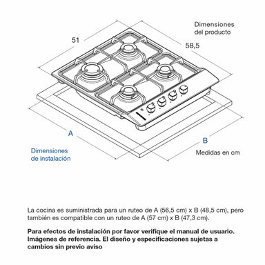COCINA CHALLENGER 4 HORNILLAS GAS NATURAL GAMMA SERIES CUBIERTA A GAS 4 PUESTOS SG6040 - 4