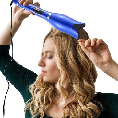RIZADOR DE CABELLO AUTOMATICO CON PANTALLA LED AZUL