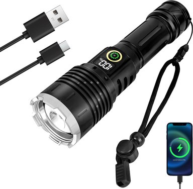 LINTERNA ZOOM KINSACH RECARGABLE CON PANTALLA LED