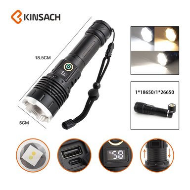 LINTERNA ZOOM KINSACH RECARGABLE CON PANTALLA LED - 2