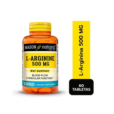 SUPLEMENTO MASON NATURAL ARGININA 500MG ESTIMULA CRECIMIENTO 60 CÁPSULAS - 1