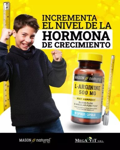 SUPLEMENTO MASON NATURAL ARGININA 500MG ESTIMULA CRECIMIENTO 60 CÁPSULAS - 4