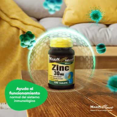 SUPLEMENTO MASON NATURAL ZINC 30MG ELEVA DEFENSAS 100 TABLETAS - 5