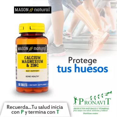 SUPLEMENTO MASON NATURAL CALCIO MAGNESIO ZINC HUESOS FUERTES 100 TABLETAS - 4