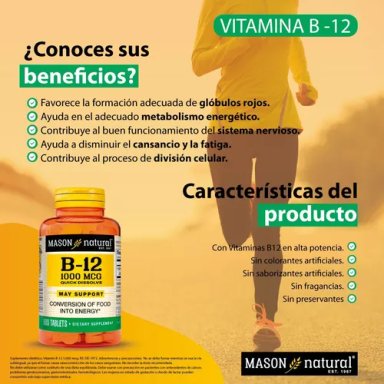 VITAMINA MASON NATURAL B12 1000MCG 100 TABLETAS - 3